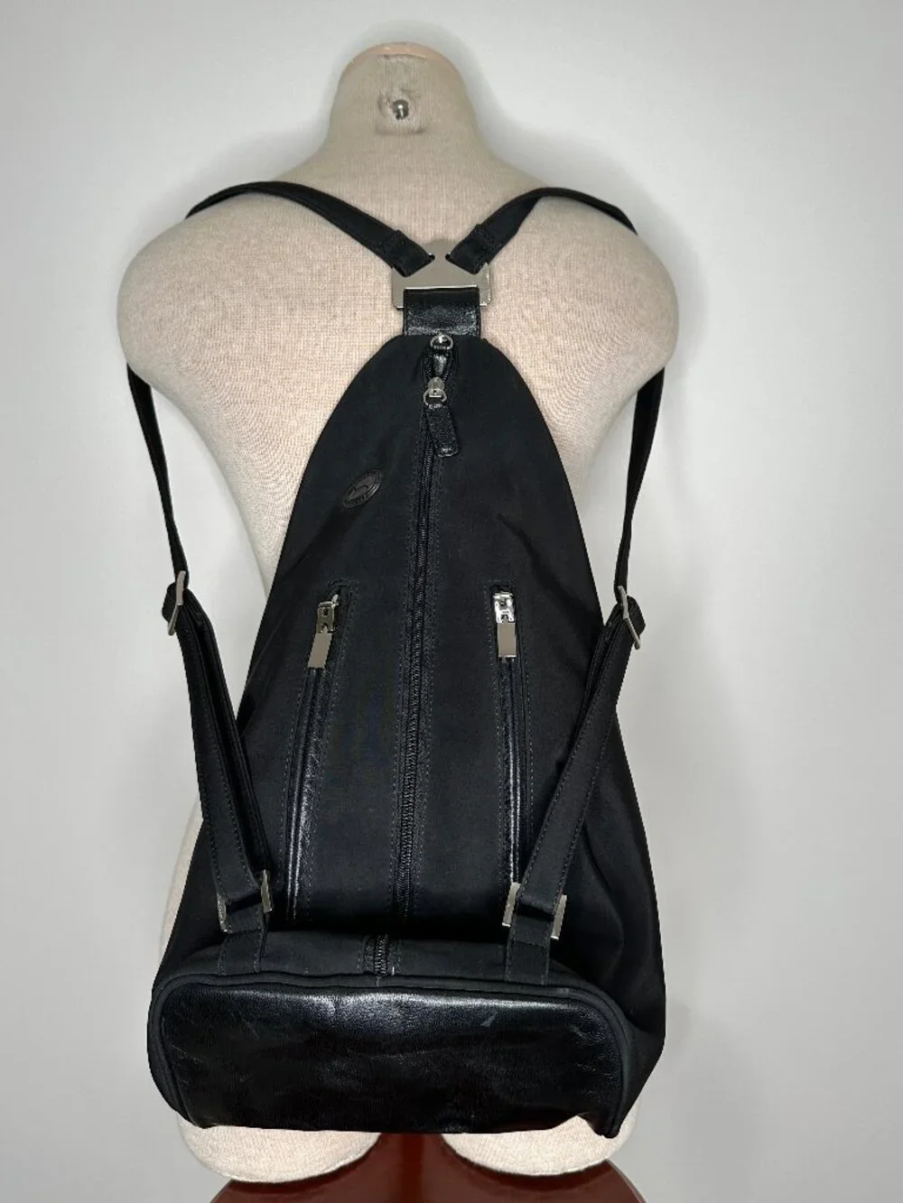 HOBO International Women's Black Nylon Tear-drop Style Backpack Minimalist
